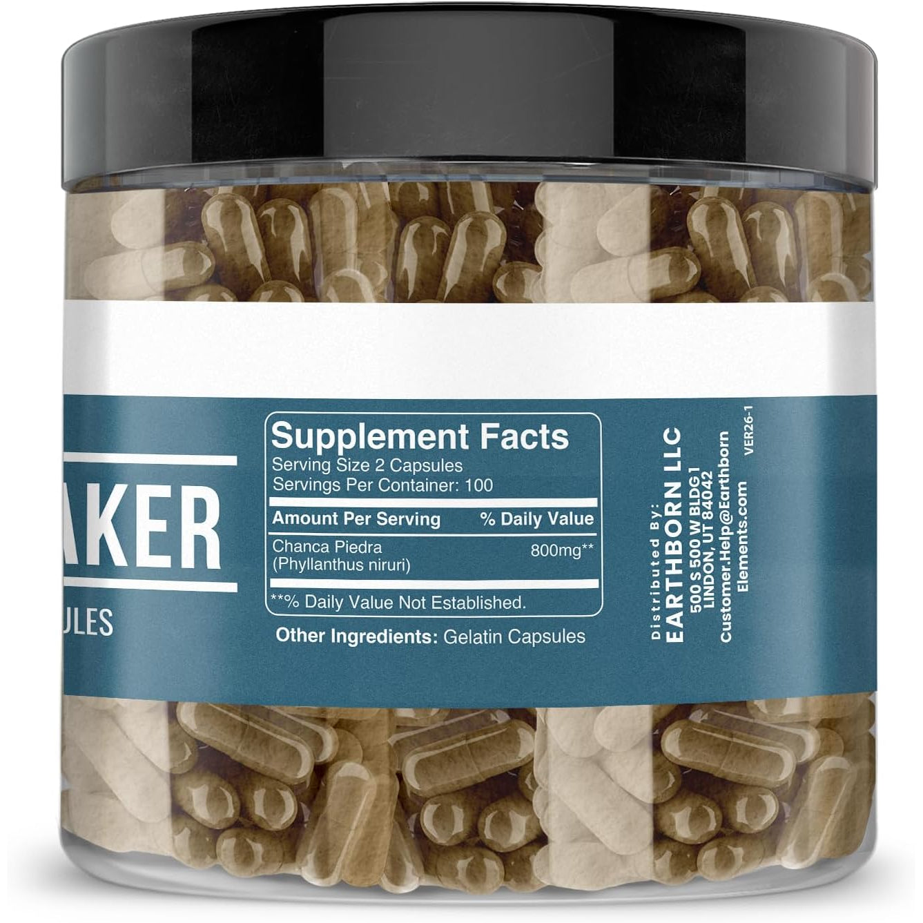 Earthborn Elements Chanca Piedra (Stone Breaker), 200 Capsules, Pure & Undiluted, No Additives