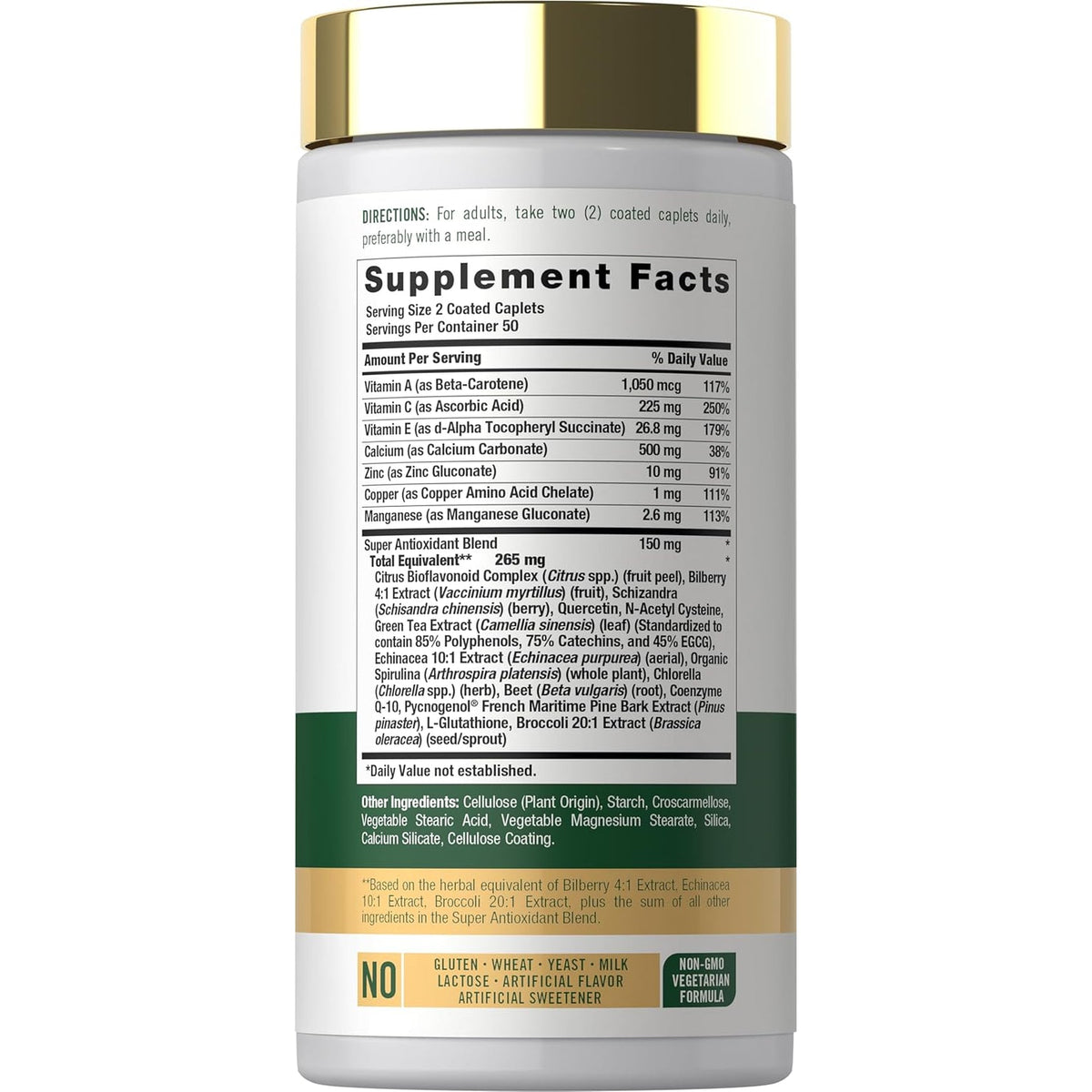 Carlyle Antioxidants Supplement | 100 Caplets | Nutritional Complex | Vitamin A, C, E | Non-Gmo, Gluten Free Formula