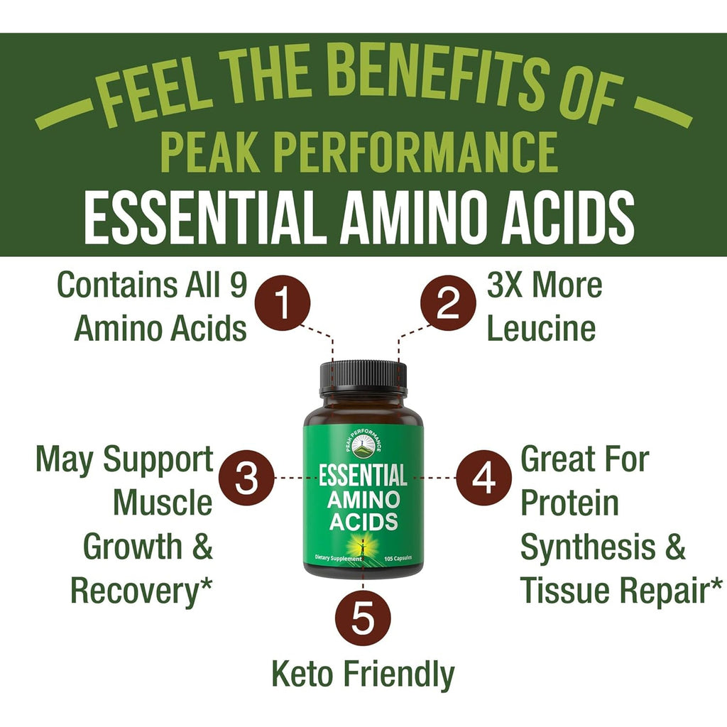 All 9 Essential Amino Acids Supplement. Capsules with 3X More Leucine for Muscle Recovery, Growth. EAA Supplement Better than BCAA / BCAAS Branched Chain Aminos Acid. USA Tested Eaas for Men + Women