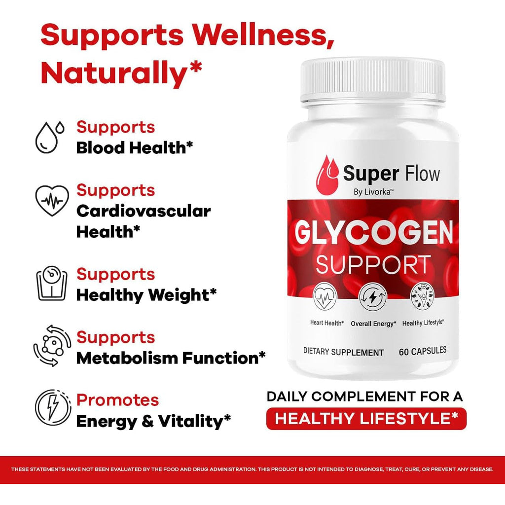 Super Flow Glycogen Capsules - Official Superflow Advanced Glycogen Support Pills - Maximum Strength, Natural Formula Vitamins for Overall Health & Wellness Reviews, 60 Capsules for 1 Month