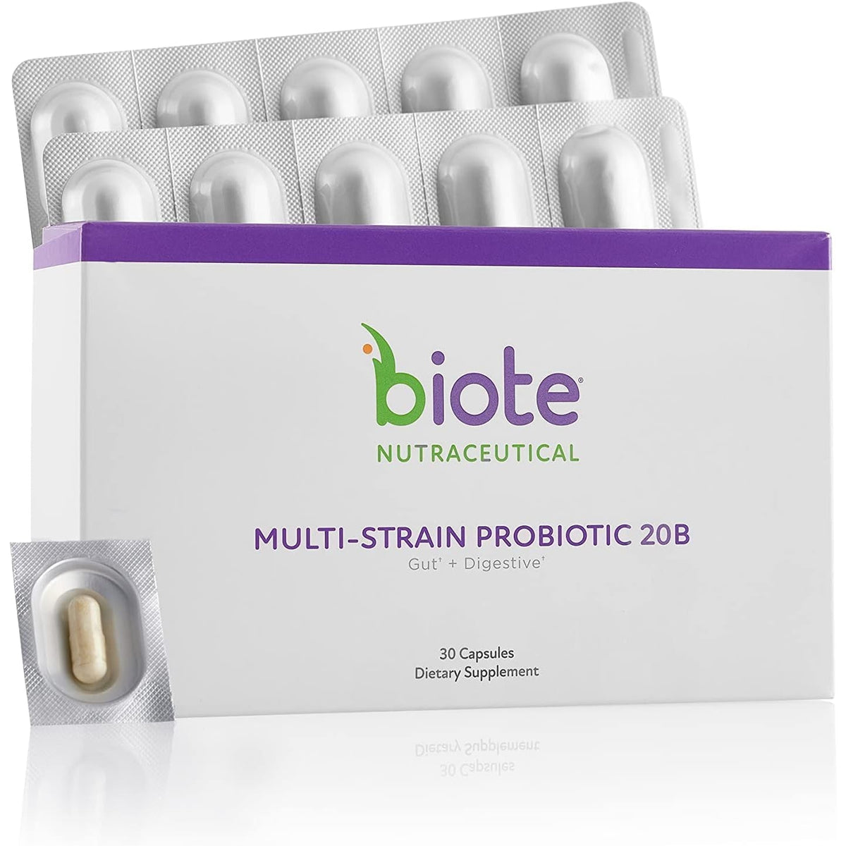Biote Nutraceuticals - Multi-Strain PROBIOTIC 20B - Gut + Digestive (30 Capsules)