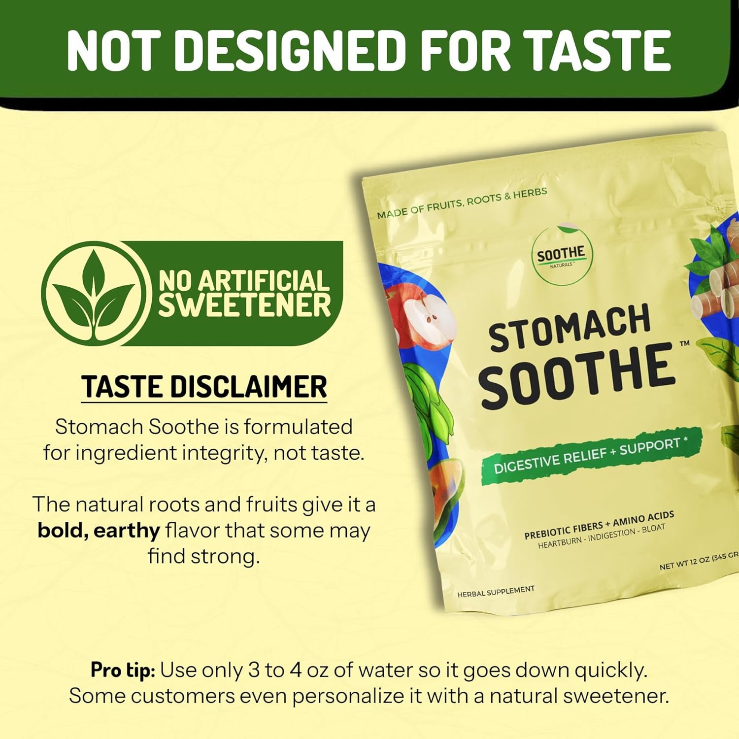 Soothe Naturals Acid Reflux Powder - L Glutamine for Gut Health, Acid Reflux Medicine, Leaky Gut Repair, Gut Lining Repair, Alginate for Acid Reflux (30 Servings)