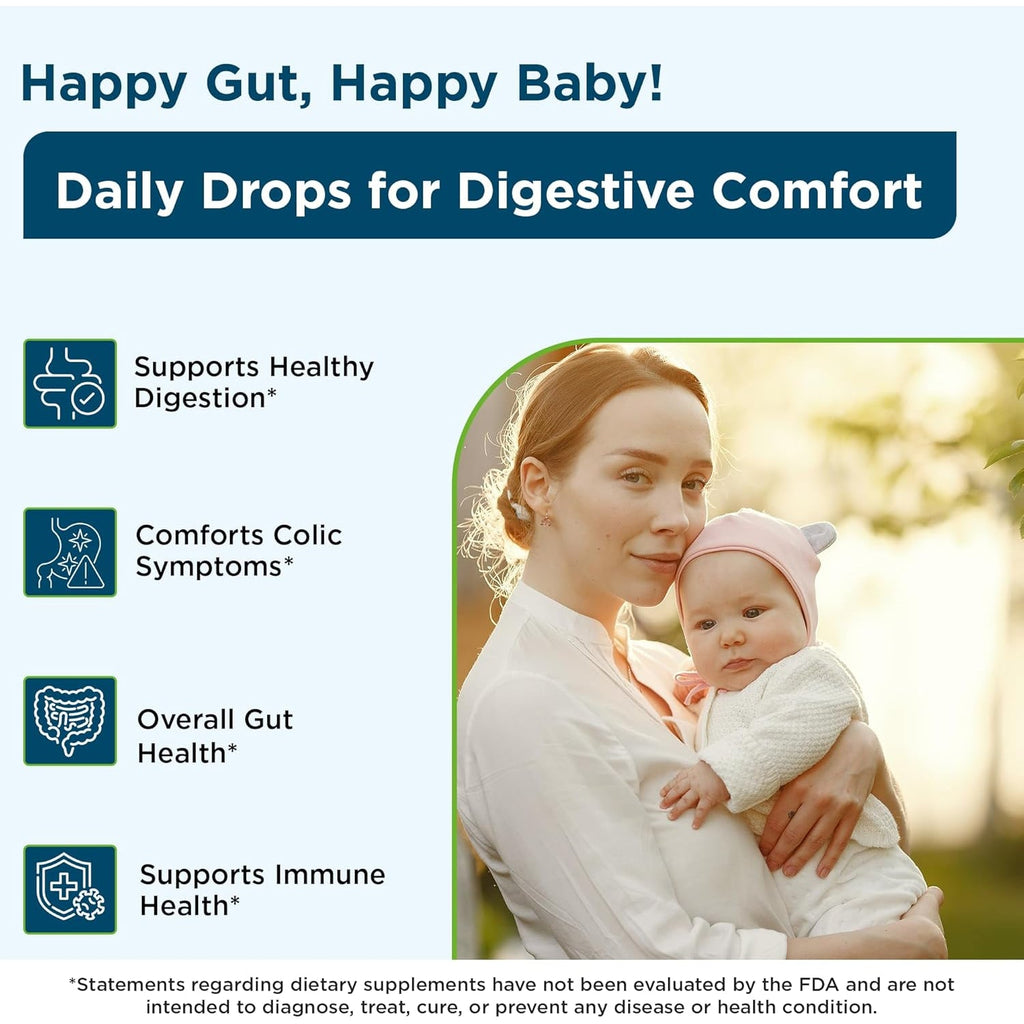 Wellements Organic Baby Probiotic Drops (0.25 Fl Oz) - Digestive & Immune Support for Infants - Toddler Probiotic Helps with Newborn+ Gut Health, Gas, Constipation & Colic Support - Preservative Free