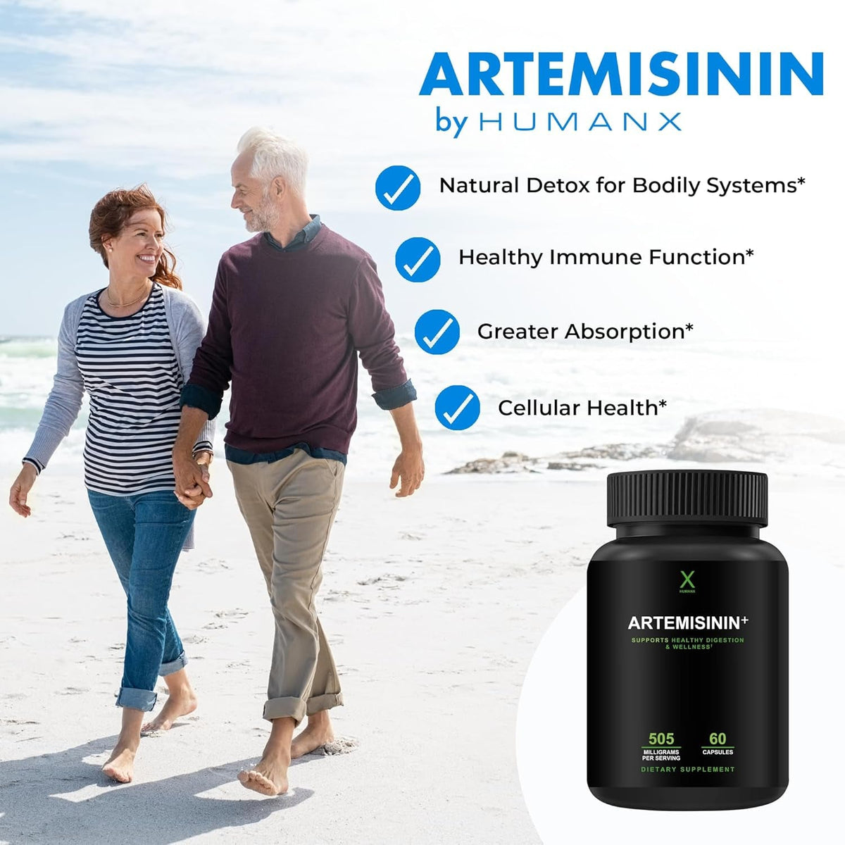 HUMANX Artemisinin 505Mg with Bioperine for Greater Absorption - Supports Healthy Aging, Digestion, and Immunity - USA Third Party Tested - Vegan, Non-Gmo - Artemisia Annua - Sweet Wormwood Extract
