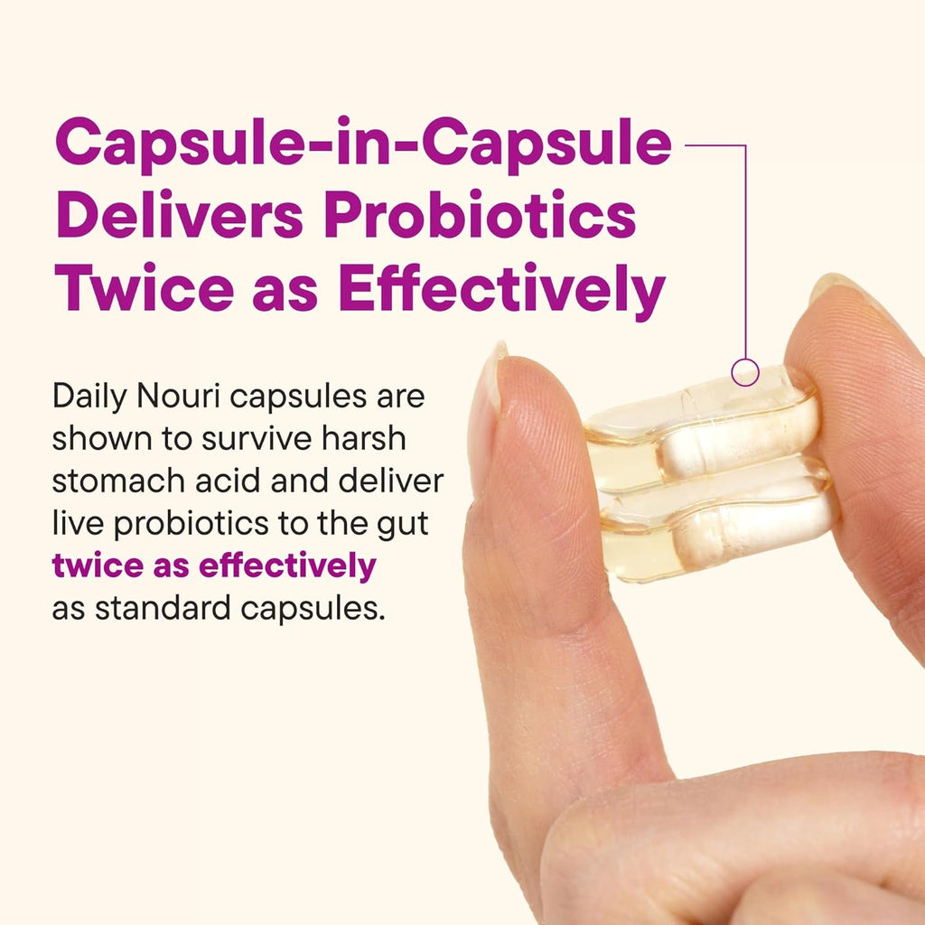 Daily Nouri Hormone Balance Probiotics for Women | Supports Estrogen Metabolism, PMS, Hormonal Acne & Bloating | 7 Clinically Studied Strains + Plant-Based Omega | 30-Day Supply