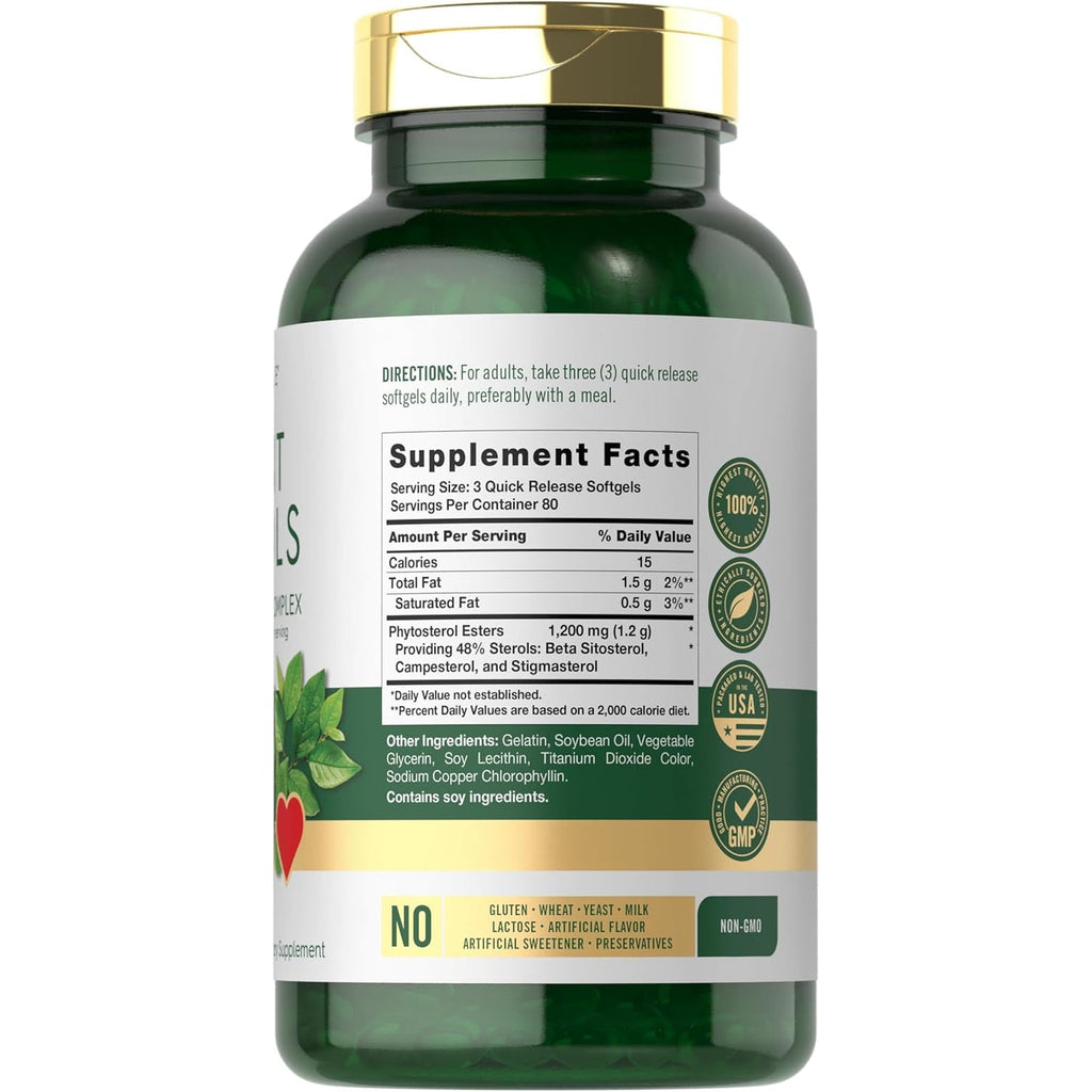 Carlyle Plant Sterols 1200 Mg | 240 Ultra Potent Softgel Capsules | Non-Gmo and Gluten Free Supplement | with Beta Sitosterol