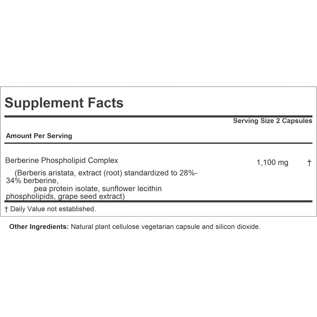 ANDREW LESSMAN Berberine Phospholipid Complex 60 Capsules - Barberry Root Extract. Small Easy to Swallow Capsules