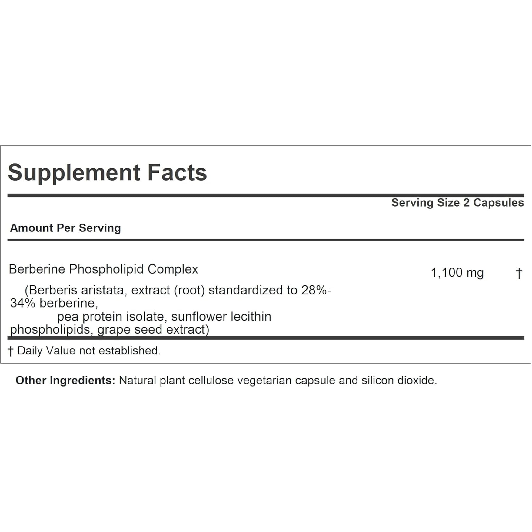 ANDREW LESSMAN Berberine Phospholipid Complex 60 Capsules - Barberry Root Extract. Small Easy to Swallow Capsules