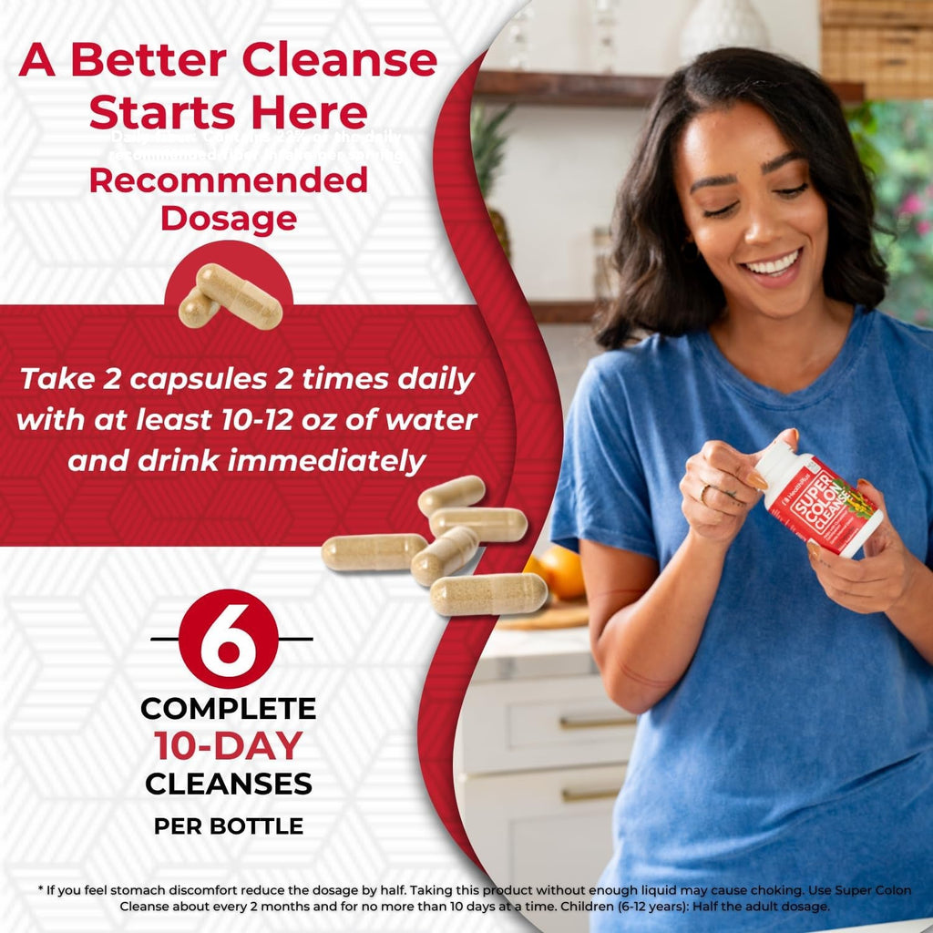 Health plus Super Colon Cleanse 60 Day Supply of Gentle Gut Cleanse Detox, Psyllium Husk, Probiotics for Constipation Relief & Digestive Support, 240 Capsules