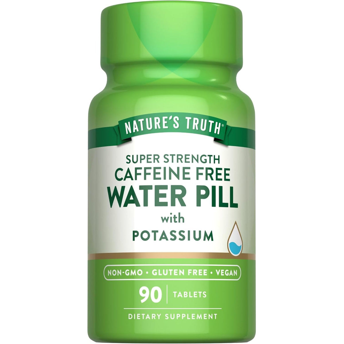 Nature'S Truth Super Strength Water Pill with Potassium | 90 Count | Caffeine Free | Vegan, Non-Gmo & Gluten Free