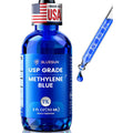 Bluesun Methylene Blue Drops 1% Pharmaceutical Grade - Made in USA, Formaldehyde-Free, Third-Party Tested, USP Purity 99.99%, Gmo-Free, Alcohol-Free - 2 FL OZ (60Ml) in Amber Glass, 10Mg/Ml