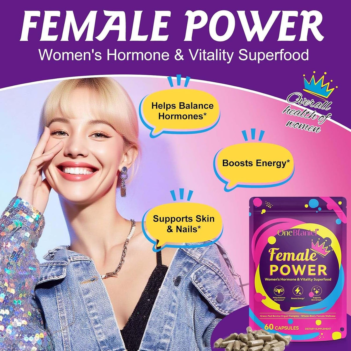 Newseel Beef Organ Supplement for Women, Natural Grass Fed Beef Liver Capsules,Supports Feminine Hormone Balance, Menstruation, Immunity, Skin, Collagen, B12, Energy & Wellness - 60 (1)