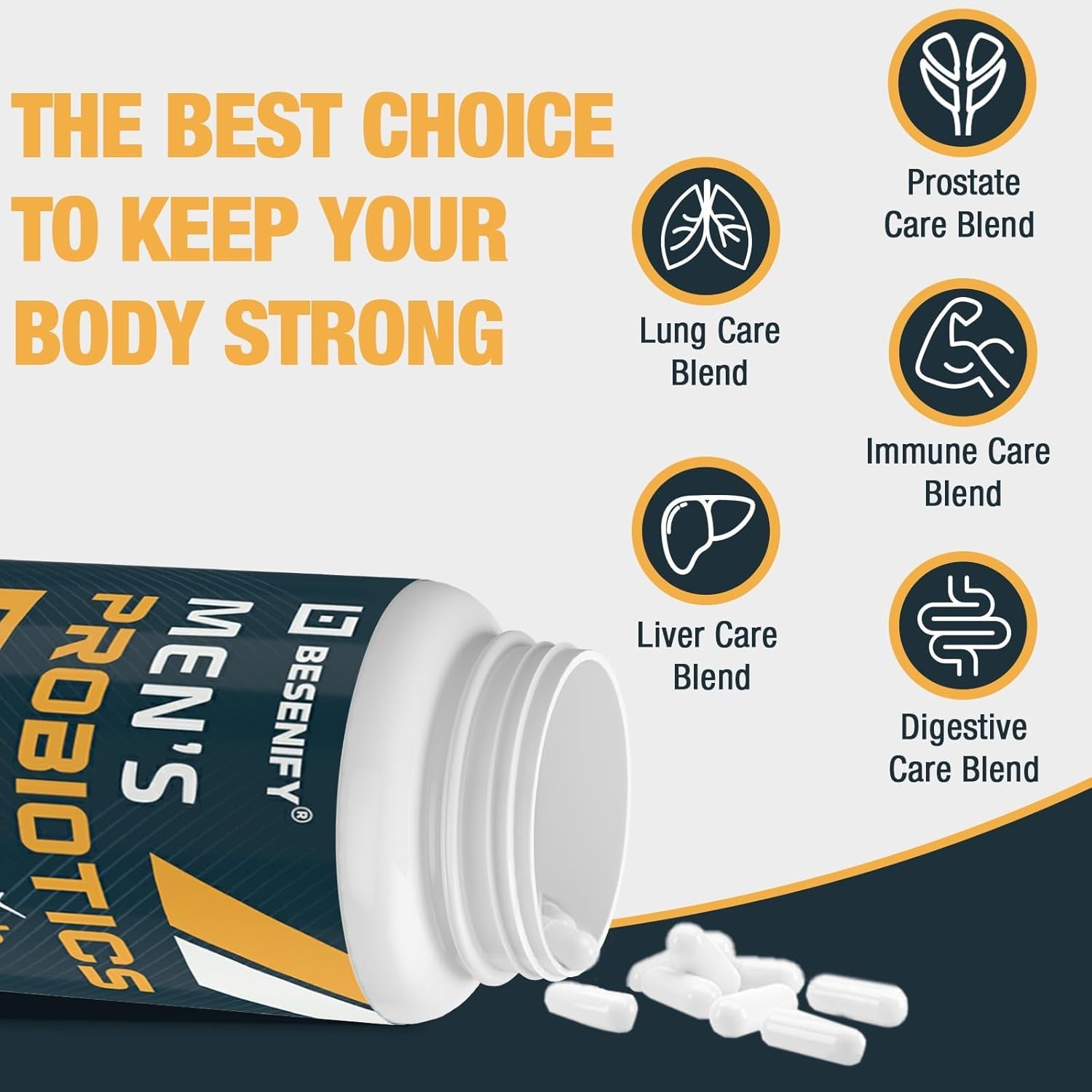 Probiotics for Men, 500 Billion Cfus & 12 Strains, Men'S Probiotic with Turmeric, Cranberry, Goji - Probiotics for Digestive Health, Immune, Stomach, Bloating & Gut Health for Men, 60 Pro Biotics Caps