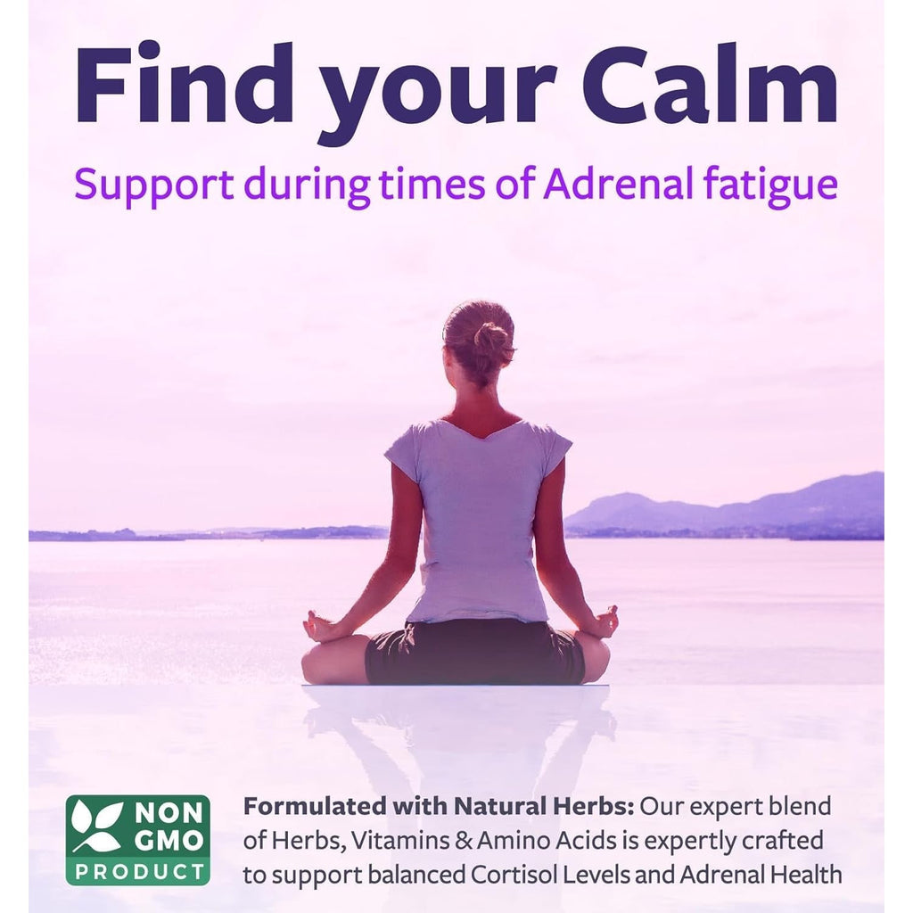 Adrenal System Support & Cortisol Manager (2 Month Supply) Powerful Ashwagandha & L-Tyrosine Fatigue Supplement - Maintain Balanced Cortisol Levels, Health, & Stress Relief - Non-Gmo - 60 Capsules