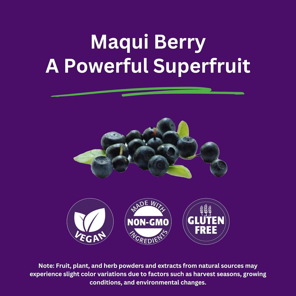 Paradise Herbs, Organic Maqui Berry Extract, 400 Mg, Fresh, Freeze-Dried Concentrate for Superior Potency, Non-Gmo, Vegan, 60 Capsules