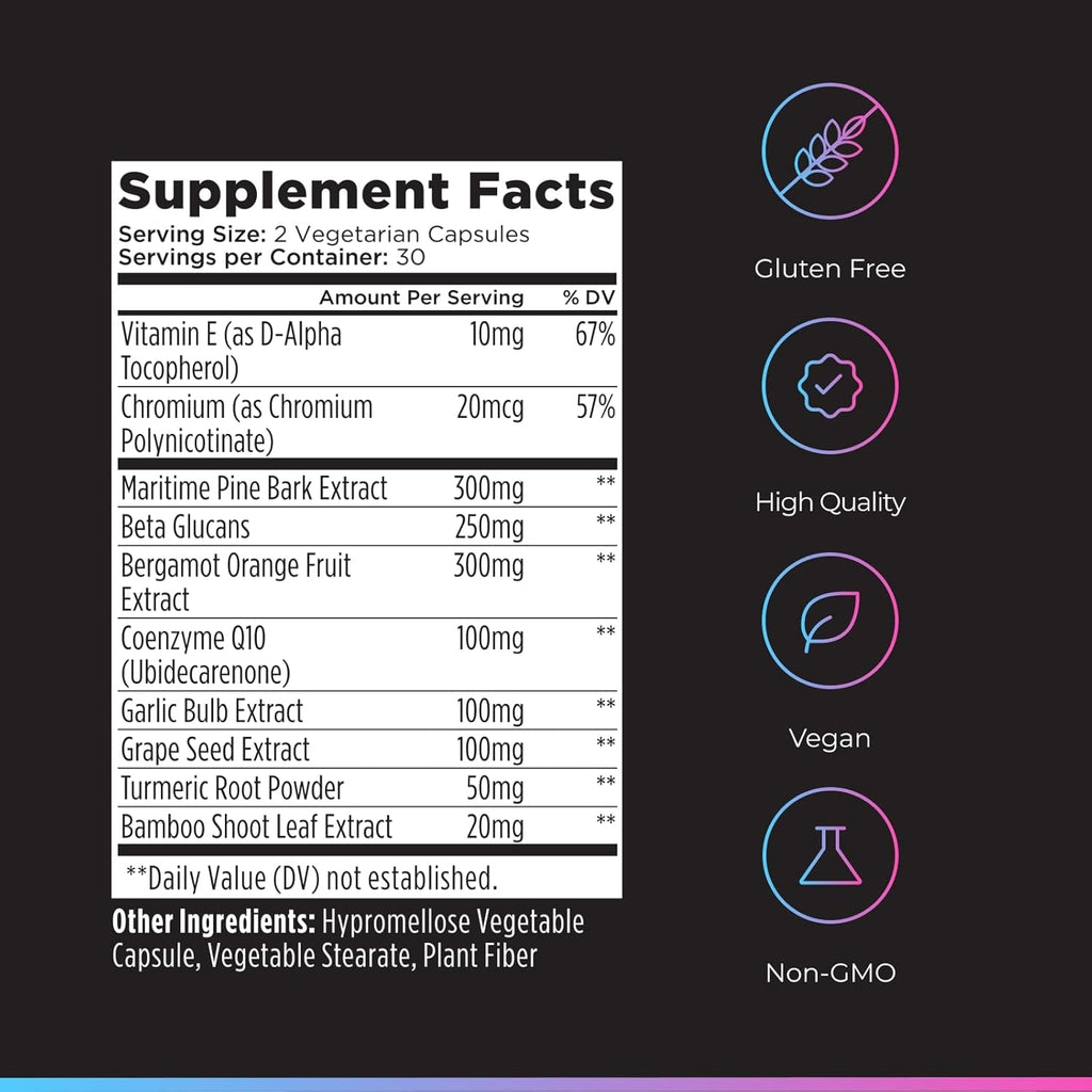 Livingood Daily Cholesterol Support Supplement with Garlic, Coq10, Vitamin E, Bergamot, Plant Sterols for Body and Heart Health Support, Supports LDL and Triglycerides, Gluten Free, Vegan, 60 Capsules
