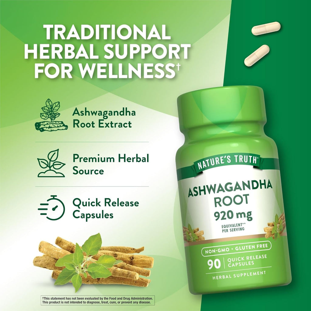 Nature'S Truth Ashwagandha Capsules | Herbal Supplement | 90 Count | Non-Gmo & Gluten Free