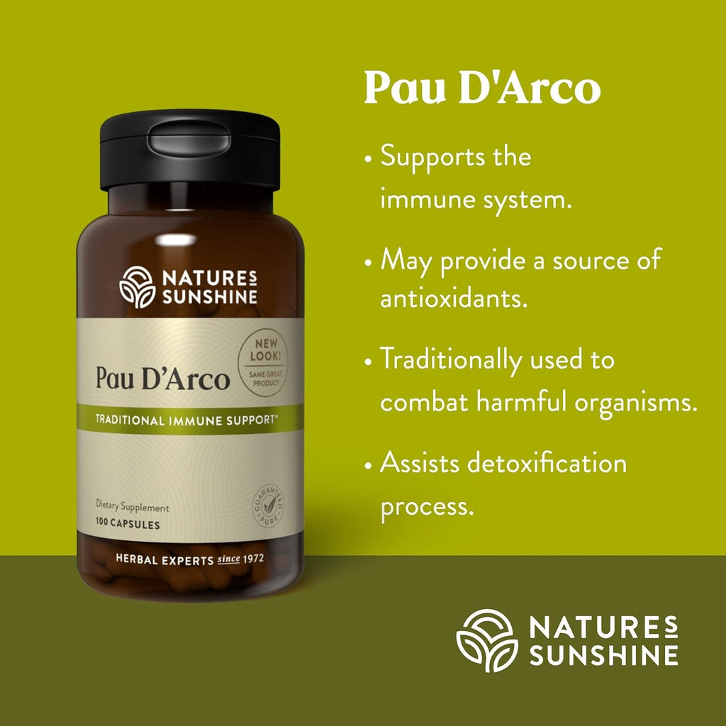 Nature'S Sunshine Pau D’ Arco, 100 Capsules | Supports the Immune System, Provides Antioxidants, and Assists the Natural Detoxification Process