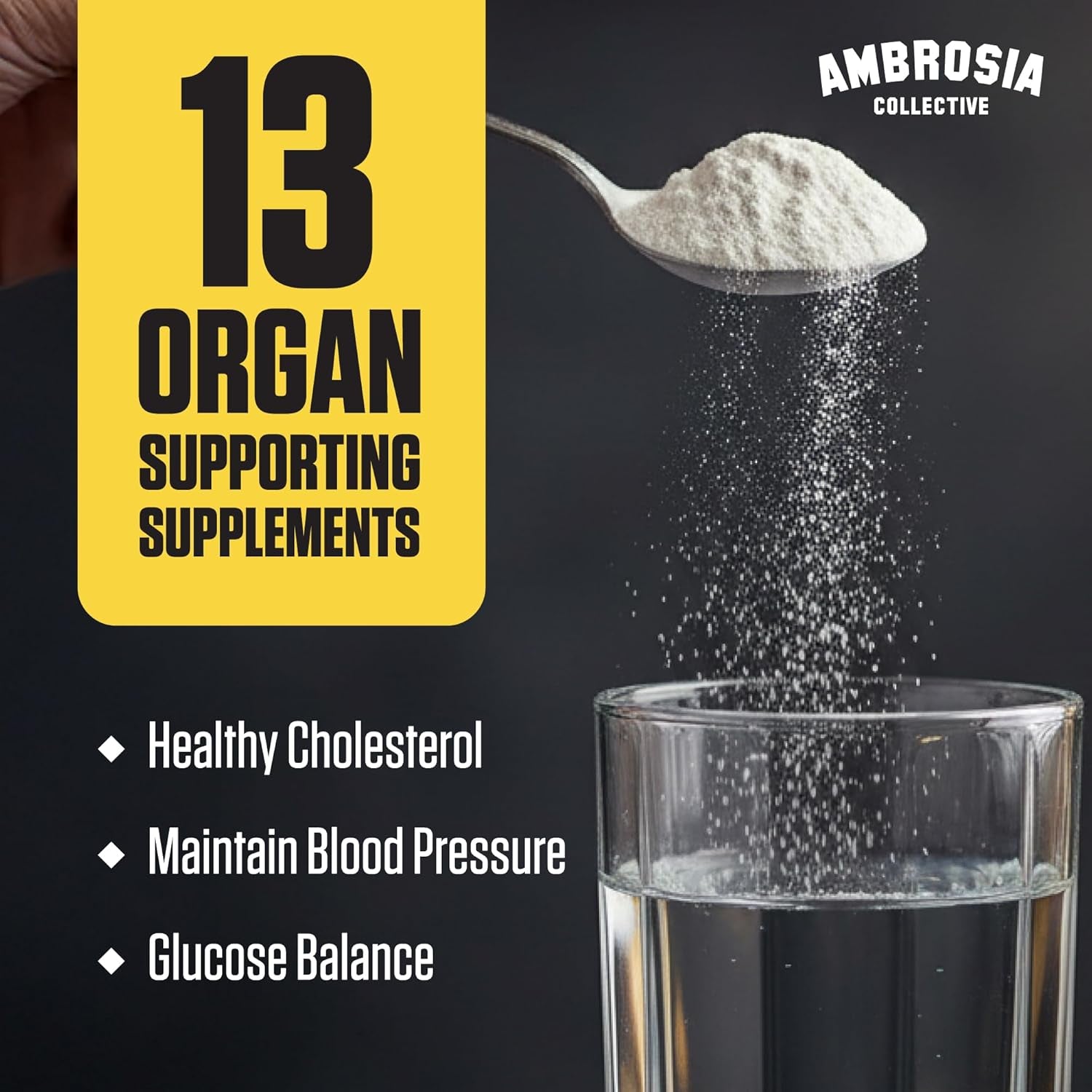 Ambrosia Superfood Organ & Cycle Support Powder | Liver & Kidney Support with Milk Thistle, Red Yeast Rice & Coq10 | 13 Superfood Ingredients | 30 Servings | Fruit Symphony
