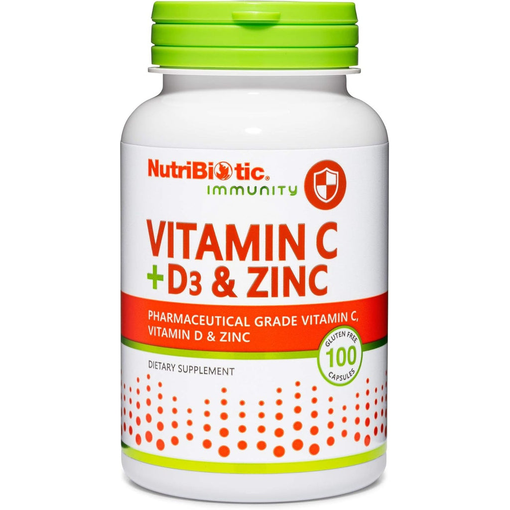 Nutribiotic – Vitamin C + Vitamin D3 & Zinc, 100 Capsules | Potent, Comprehensive Immune Support | Essential & Antioxidant Daily Supplement | Gluten & GMO Free