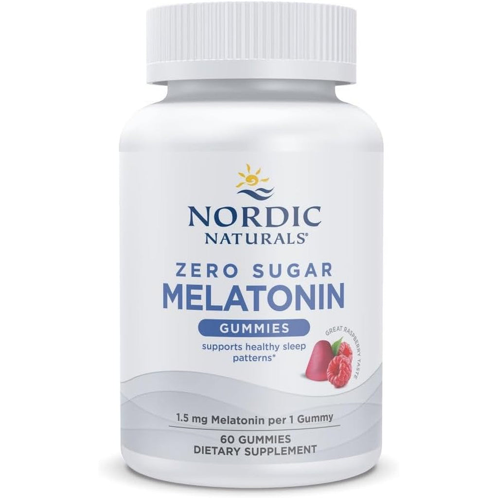 Nordic Naturals Zero Sugar Melatonin Gummies, Raspberry - 60 Gummies - 1.5 Mg Melatonin - Great Taste - Restful Sleep, Antioxidant Support - Non-Gmo, Vegan - 60 Servings