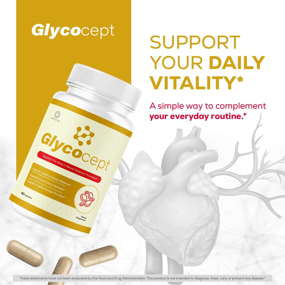 Glycocept - Glycocept Advanced Formula Support Capsules All Natural Premium Ingredients Maximum Strength, Daily Pills Support Vitamins for Health and Wellness, 60 Capsules for 1 Month