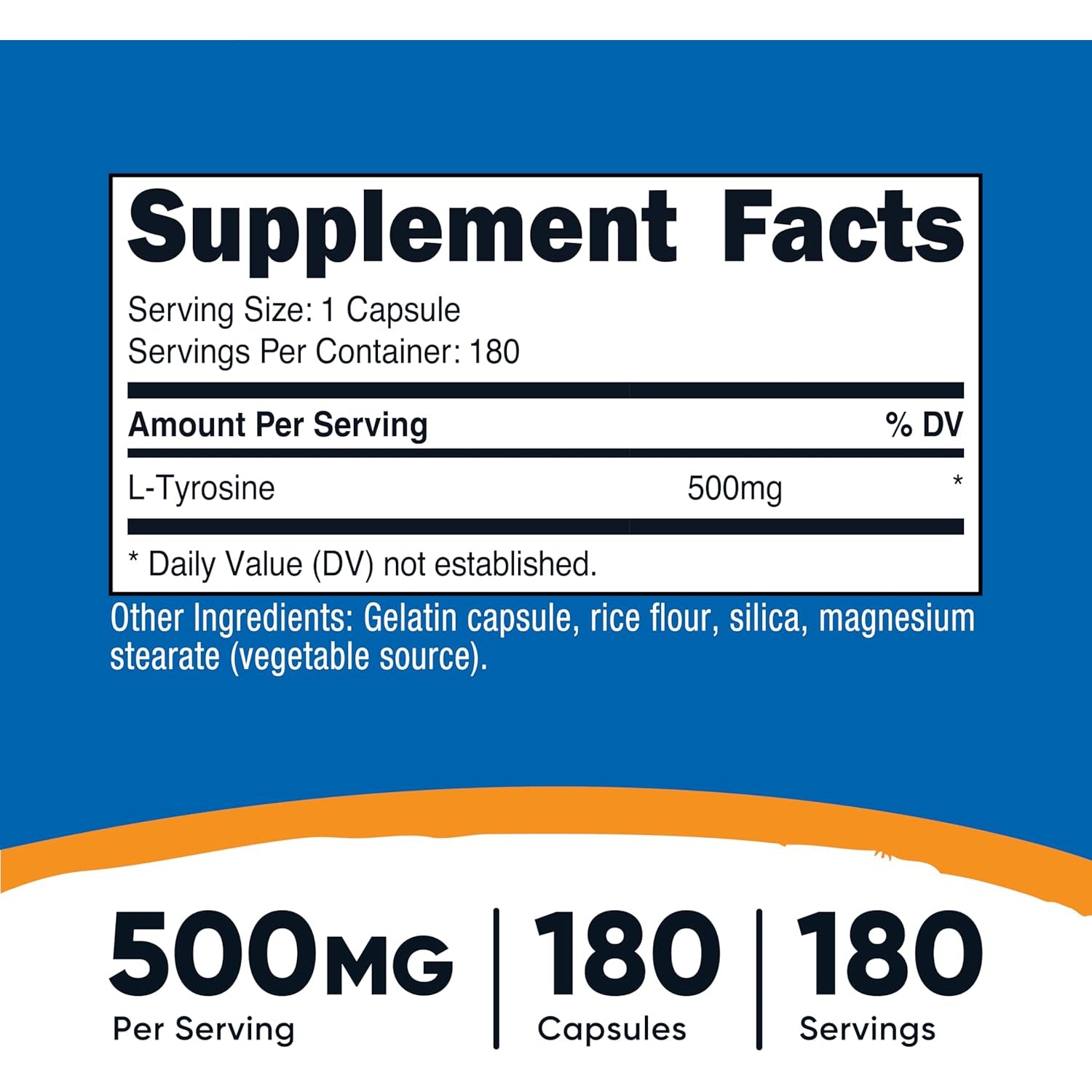 Nutricost L-Tyrosine 500Mg, 180 Capsules - Gluten Free & Non-Gmo