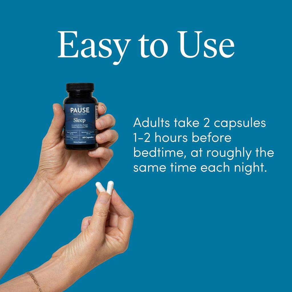 The 'Pause Life Sleep Supplement, Non Habit Forming Nighttime Blend of Magnesium, Microactive Melatonin, & L Theanine, Sleep & Relaxation Support for Men & Women, Gluten Free, 60 Capsules, 30 Servings