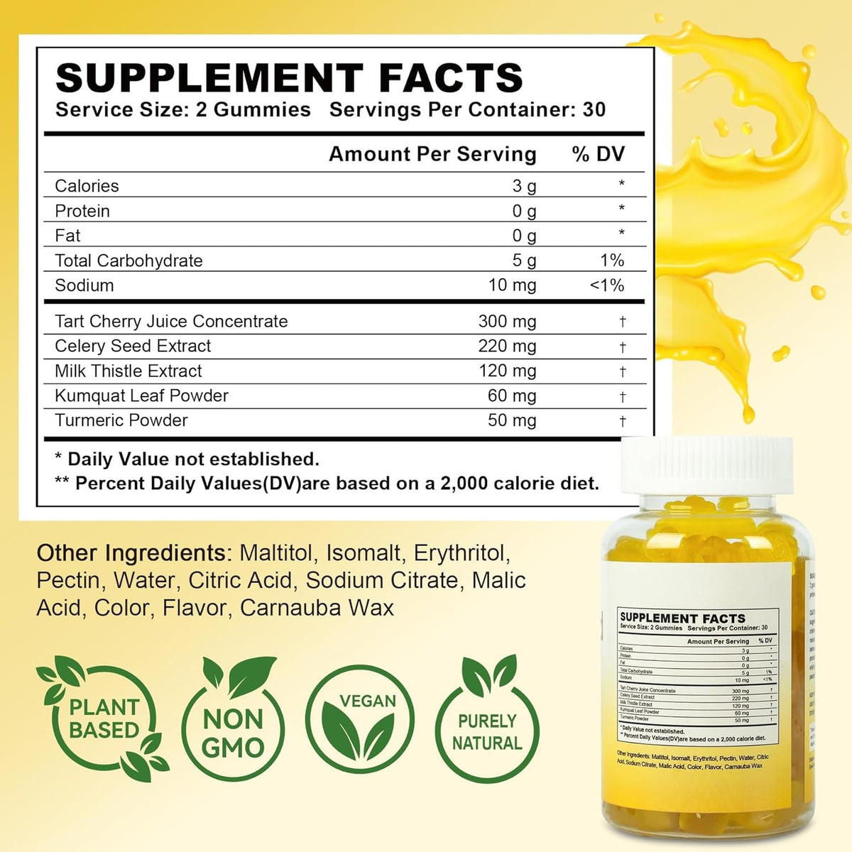 Uric Acid Gummies for Joint Cleanse & Detox, 60 Natural Vegan Tart Cherry Joint Support Gummies Balance Uric Acid Levels for Women and Men with Celery Seed Extract