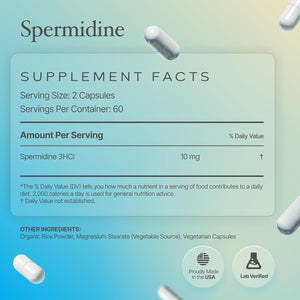 Prime Powders Spermidine Capsules Gluten Free 99% Concentration 100X More Potent than Wheat Germ Extract for Anti-Aging DNA Telomere Support