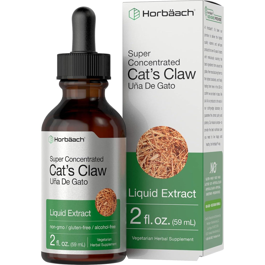 Horbäach Cats Claw Herb Extract Tincture | 2 Fl Oz | Alcohol Free | Vegetarian, Non-Gmo, Gluten Free Liquid