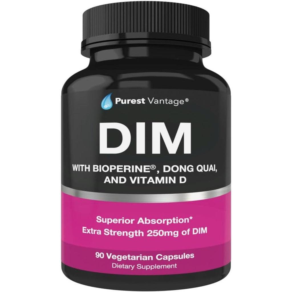 Pure DIM Supplement 250Mg Diindolylmethane plus Bioperine and Dong Quai - Hormone Balance Support for Women and Men, Menopause & Estrogen Support - 90 Vegetarian Capsules