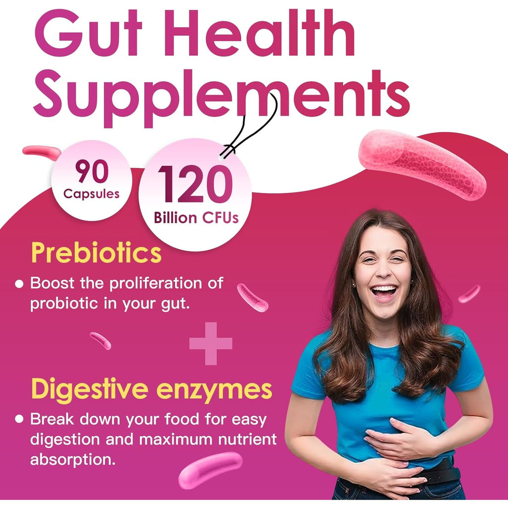 DRFOSTER Probiotics for Women Digestive Health, Vaginal Probiotics 120 Billion CFU 31 Strains with Digestive Enzymes & Prebiotics & D Mannose & Cranberry for Urinary Tract, 90 Capsules