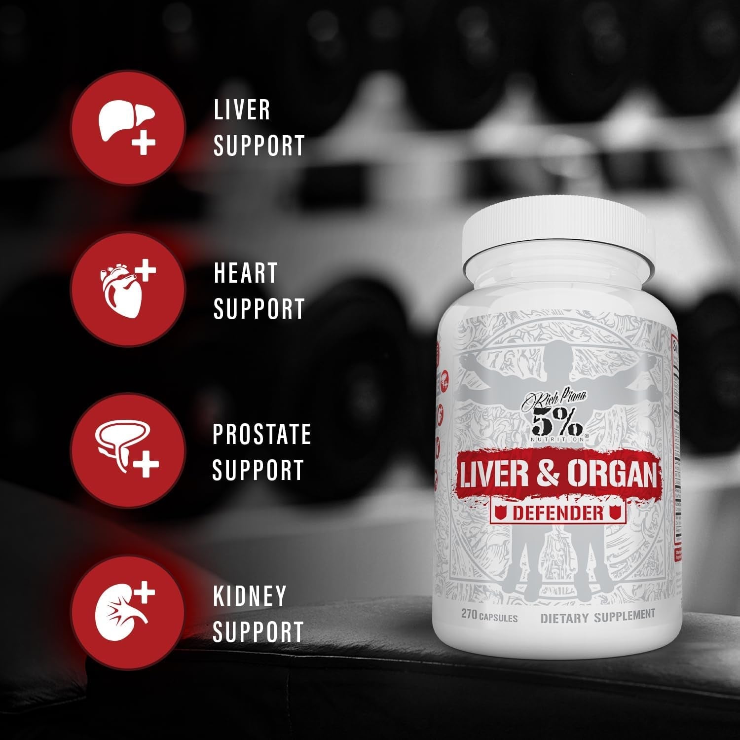 Rich Piana 5% Nutrition Liver & Organ Defender, 270 Capsules