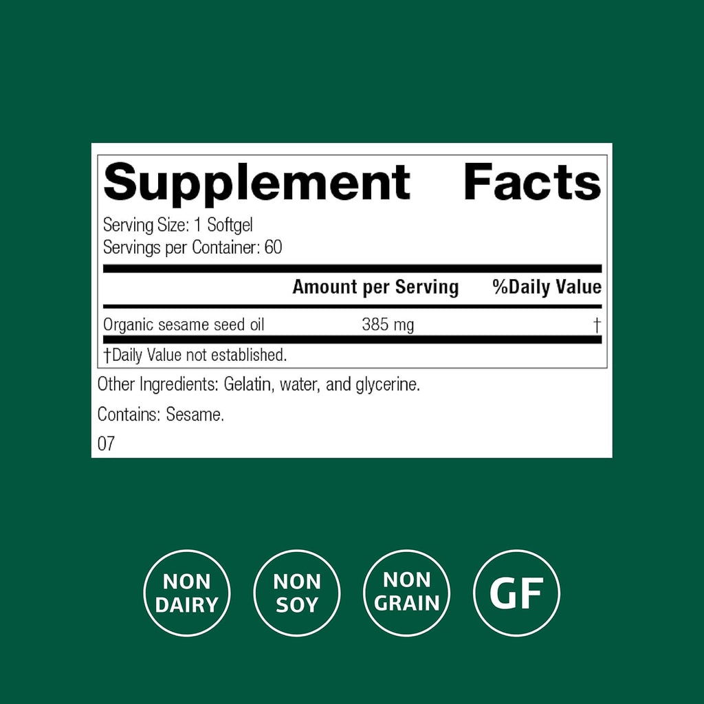 Standard Process Sesame Seed Oil - Blood Health Support Supplement - Formula Aids Healthy Immune System Response & Function - Support Healthy Liver Function - 60 Softgels