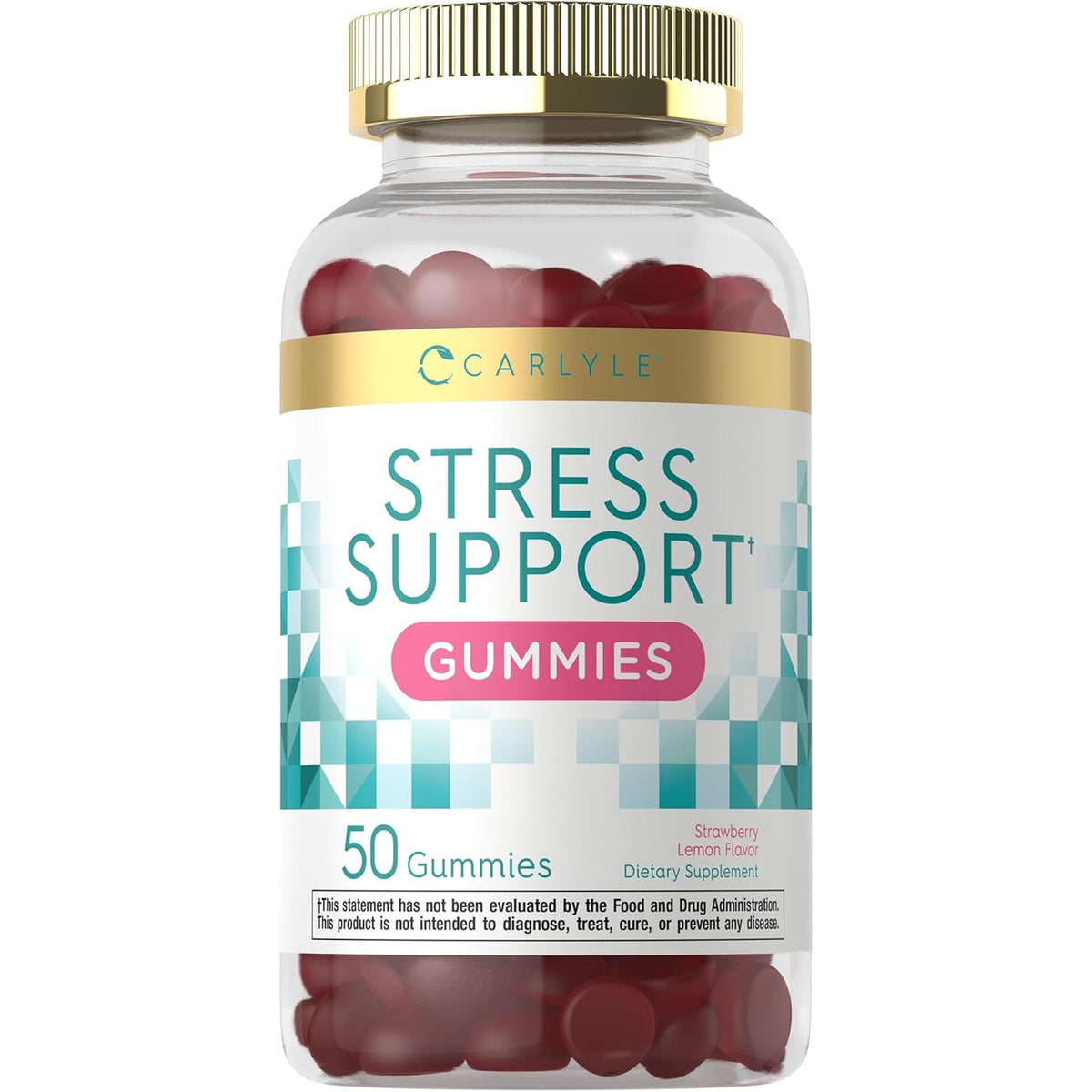 Carlyle Stress Support Supplement Gummies | 50 Count | for Women and Men | with GABA and L-Theanine | Strawberry Lemon Flavor | Non-Gmo & Gluten Free