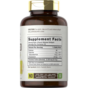 Carlyle Grass Fed Beef Tallow 3120Mg | 200 Softgel Capsules | Pasture Raised Bovine Supplement | Non-Gmo, Gluten Free | by Herbage Farmstead