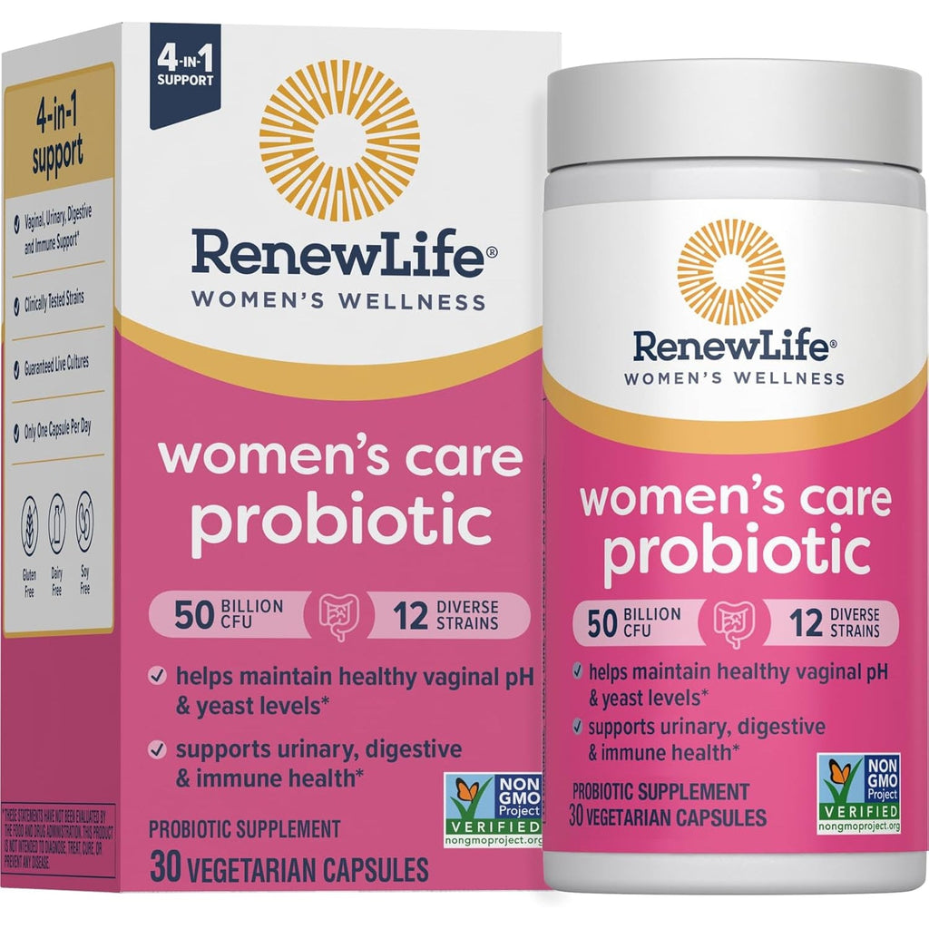 Renew Life Women'S Probiotic Capsules, 50 Billion CFU Guaranteed, Supports Ph Balance, Vaginal, Urinary, Digestive and Immune Health(2), L. Rhamnosus GG, Dairy, Soy and Gluten-Free, 30 Count