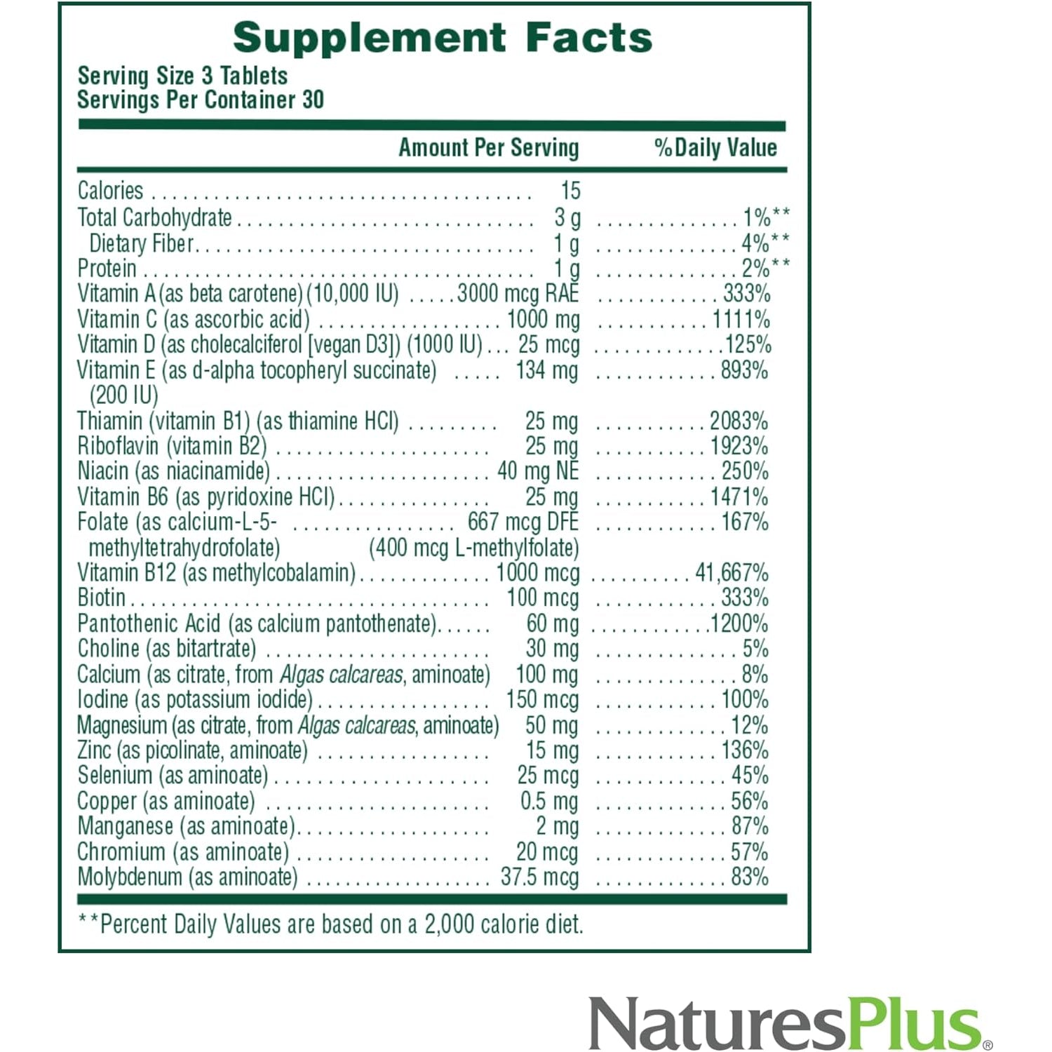 Naturesplus Source of Life No Iron - 90 Tablets - Multivitamin & Mineral Supplement with Vitamin D3 - Supports Natural Energy & Well-Being - Gluten Free, Vegetarian - 30 Servings