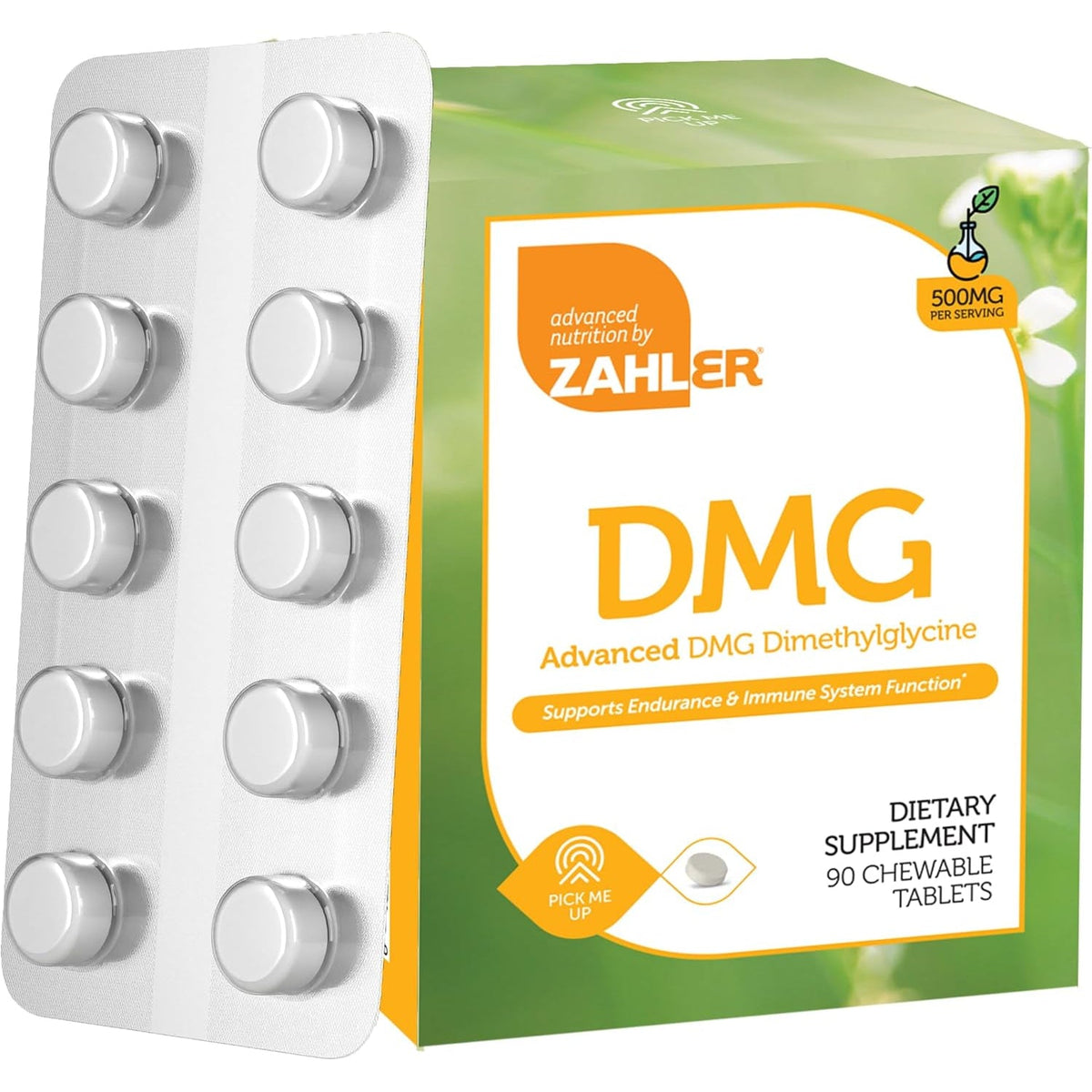Zahler DMG 500Mg - DMG Dimethylglycine Supplement for Endurance & Immune System Support - DMG Supplements with Amino Acid Glycine - Nootropic Brain Supplement - Kosher 1 a Day Tablets 90 Count