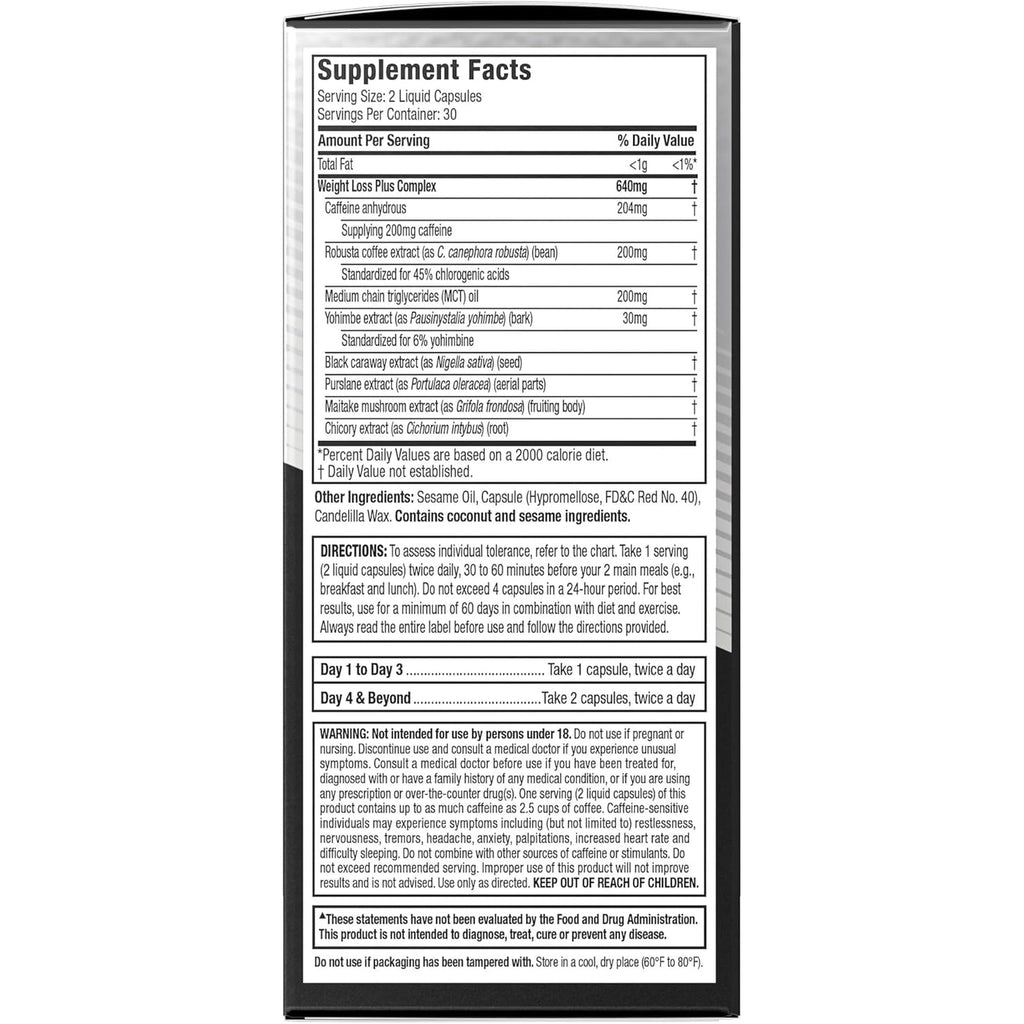 Hydroxycut Advanced - Thermogenic Supplement - Metabolism & Energy Support for Men & Women - C. Canephora, Yohimbe Extract & 200 Mg Caffeine - Rapid Release Liquid Capsules