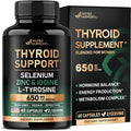 Thyroid Support for Women - Selenium 200 Mcg | Astragalus | Zinc & Iodine | L-Tyrosine | Adaptogen Herbs - 21-In-1 Antioxidant & Immune Support - Vegan, Non-Gmo - Lab Tested - 60 Capsules