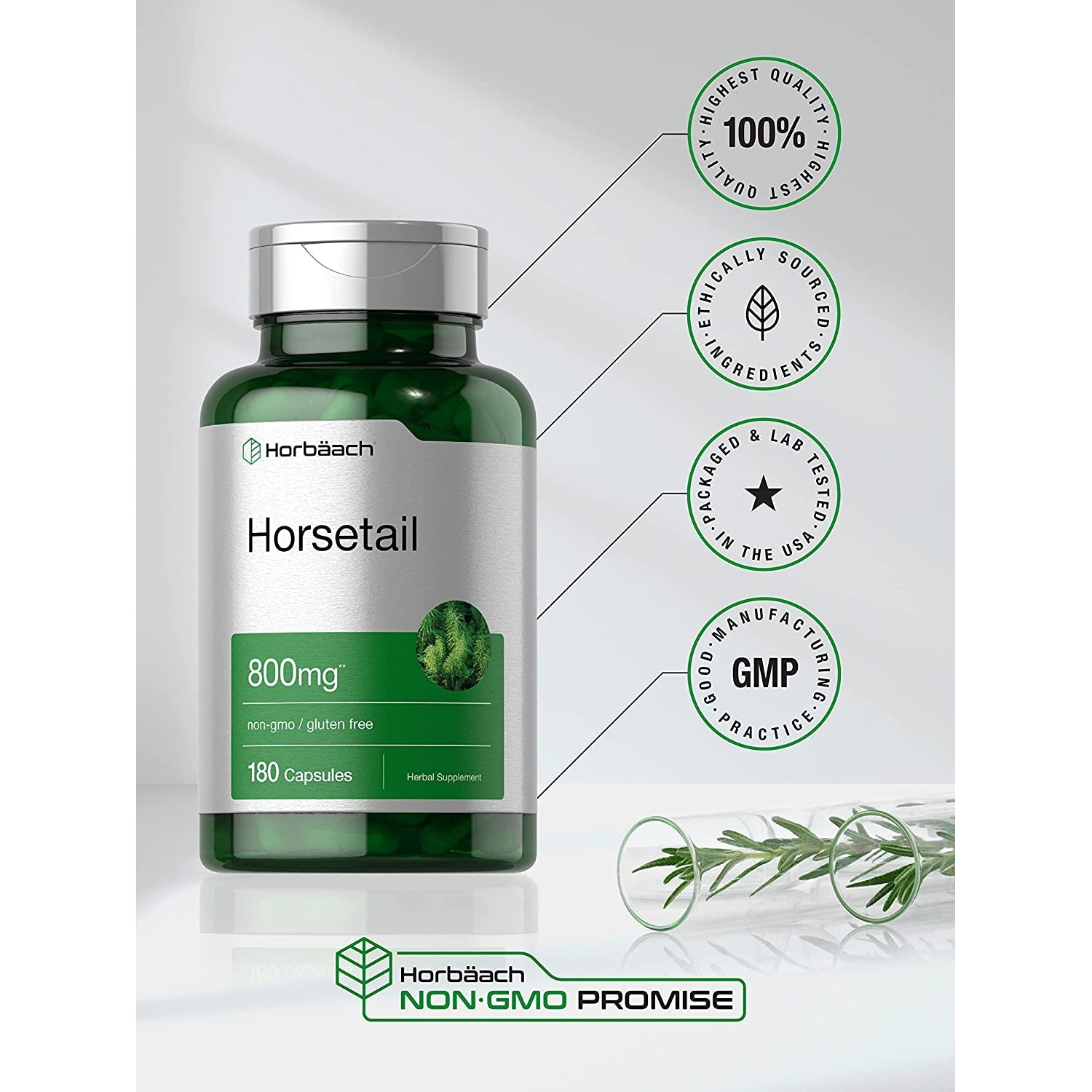 Horbäach Horsetail Supplement | 180 Capsules | Traditional Herbal Extract | Non-Gmo & Gluten Free