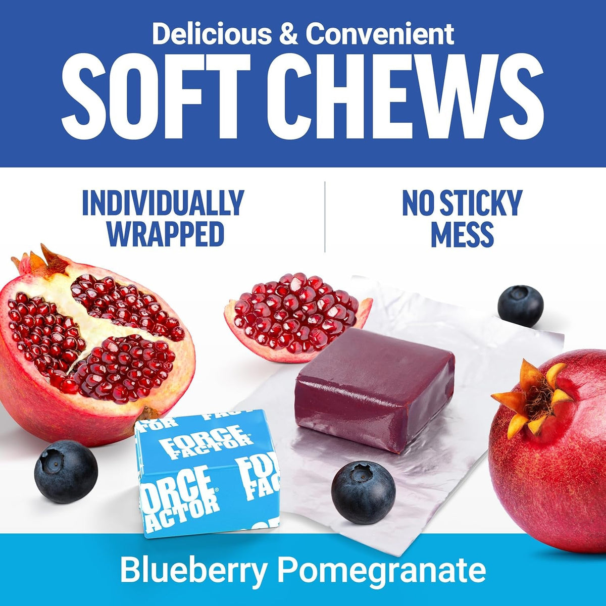 Force Factor Amazing Ashwa Complete Calm Support with KSM-66 Ashwagandha, like Ashwangandha Gummies to Promote Calm & Relaxation with Magnesium & L-Theanine, Blueberry Pomegranate, 60 Soft Chews