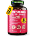 Beef Organ Supplement for Women 6 in 1 Complex Hormone Balance & Energy - 100% Grass Fed & Pasture Raised - Beef Liver, Kidney, Heart, Spleen, Pancreas and More - 180 Capsules