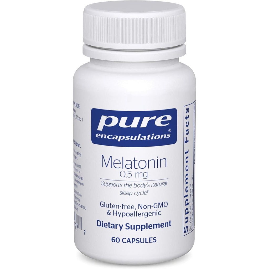 Pure Encapsulations Melatonin 0.5 Mg - Natural Sleep Helper for Bedtime - Regulates Sleep-Wake Cycle - 0.5 Mg Melatonin - Vegan & Non-Gmo - 60 Capsules