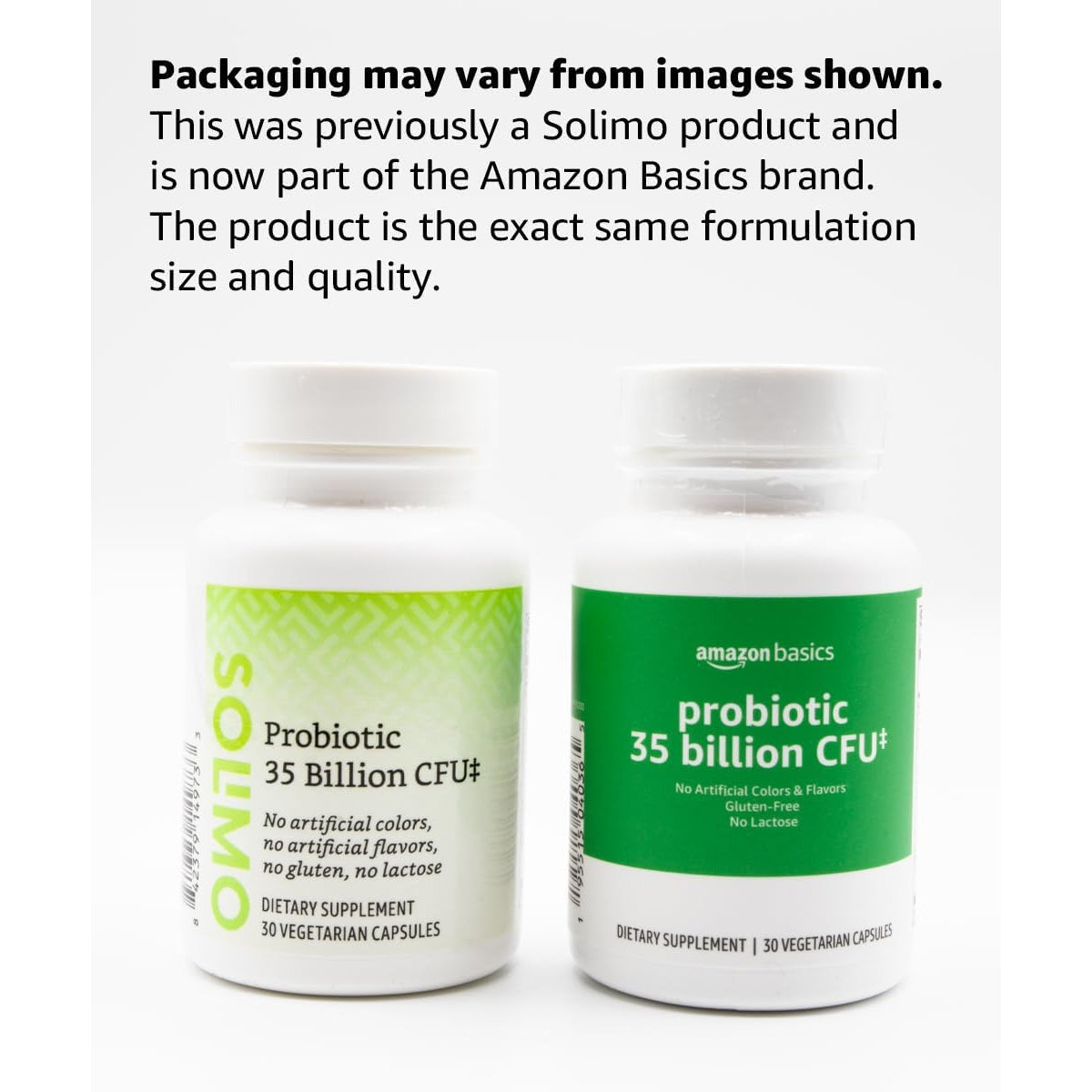 Amazon Basics Probiotic 35 Billion CFU, 8 Probiotic Strains with Prebiotic Blend, Supports Healthy Digestion, 30 Vegetarian Capsules, 1 Month Supply (Previously Solimo)