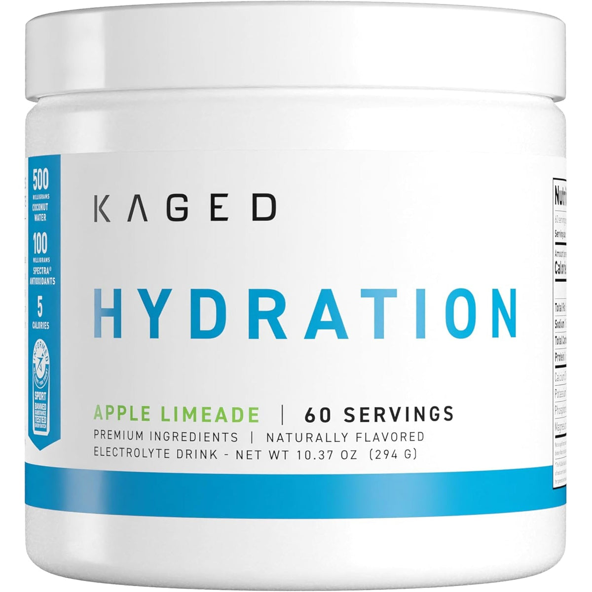 Kaged Electrolyte Hydration Powder Hydracharge Apple Limeade Sports Drink for Men and Women Pre, Post, Intra Workout Supplement 60 Servings