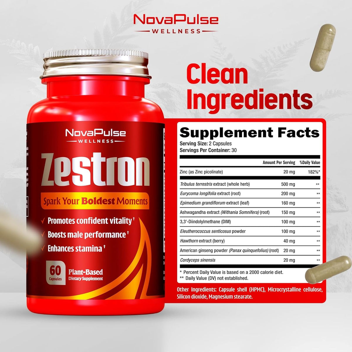 Male Enhancing Supplement Fast Acting Enlargement Pills for Men - Enhanced Size, Drive, Blood Flow, Libido, Testosterone Booster, Strength, Endurance - Boost Performance & Confidence - 60 Capsules