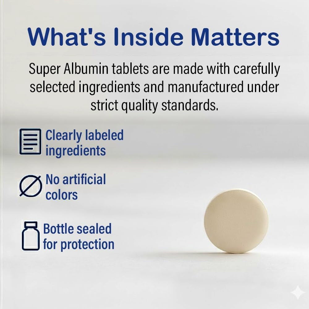 Super Albumin – Hydrolyzed Protein & Amino Acids Supplement | 100 Tablets | Supports Tissue Repair, Cellular Health & Physiological Balance